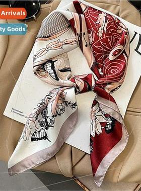 Fashion simulation silk temperament small square scarf femal
