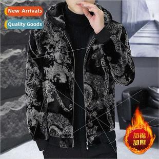 jacket fur men thickened winter hooded fleece one Sable
