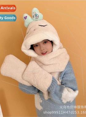 3-15 years old children hat scarf gloves threePCS su all-in-