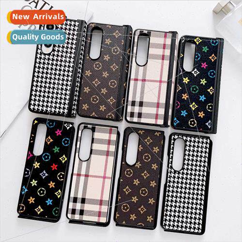 适用Samsung Z fold5 laminated leather colorful checkerboard