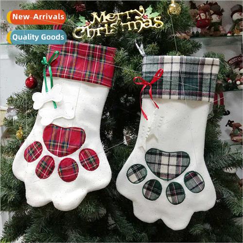 Christmas stocking gift bag new pet dog paw pendant Christma