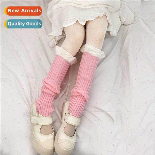 New knted wool Korean  lace cute sweet collision colour legg