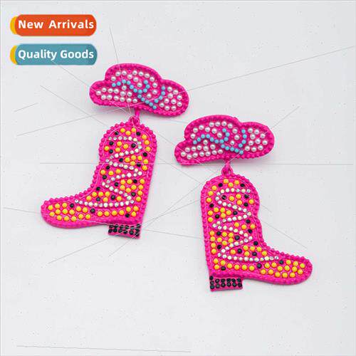 2024 new western cowboy hat boots earrings earrings alloy ri