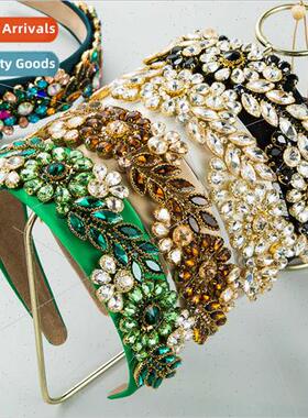 Hair bands Europe trend baroque colored glass diamonds fabri