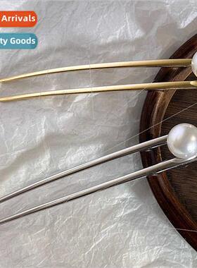 retro hairpin U-shaped ins alloy pearl pill head lengthening