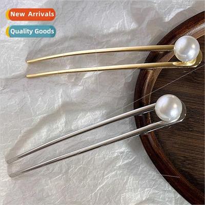 retro hairpin U-shaped ins alloy pearl pill head lengthening