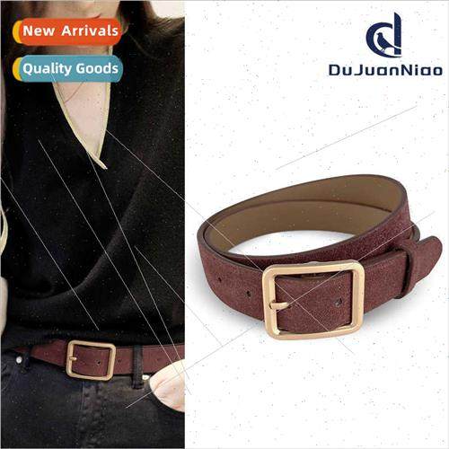 Frosted suede leather women belt cowhide retro simple fashio