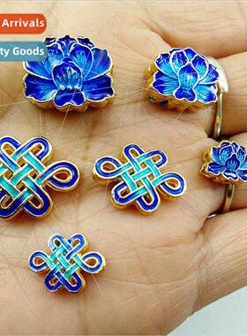 Chinese knot lotus back cloud spacer beads copper gilt burni