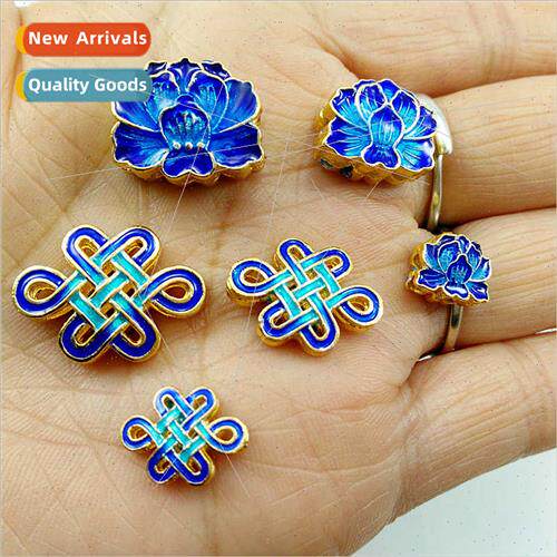 Chinese knot lotus back cloud spacer beads copper gilt burni