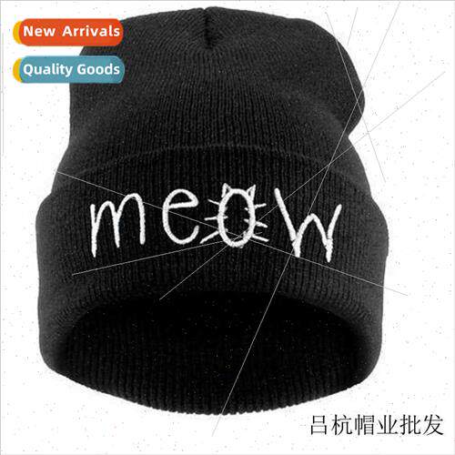 knted cap Meow knted cap cat wool cap set dance hip-hop warm