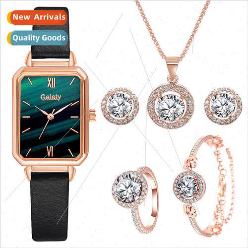Women new Korean  nd square head green disk watch set studen