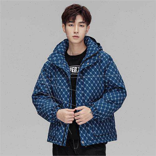 Big B letters winter down jacket short men tide fashion casu