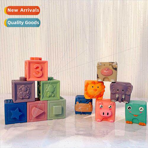 Infant soft rubber blocks educational toys animal digal bloc