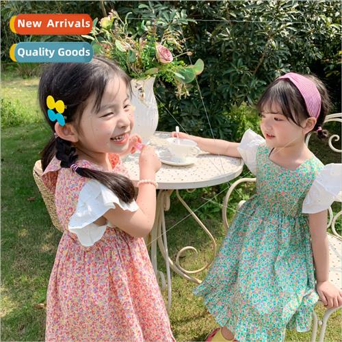 Girls dress 2022 summer new Korean  of the girl fly sleeve f