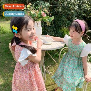 fly summer the Korean 2022 new sleeve Girls girl dress
