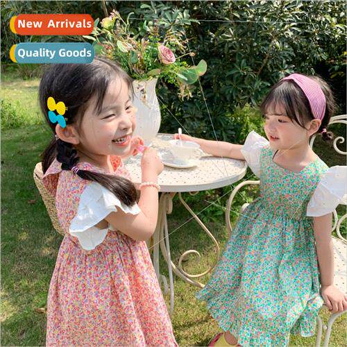 Girls dress 2022 summer new Korean  of the girl fly sleeve f