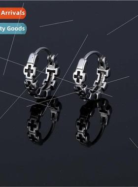 Fall new ear buckle hollow earrings simple tide men tanium s