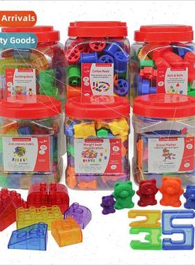 Transparent cans bear threading geometric blocks plastic edu