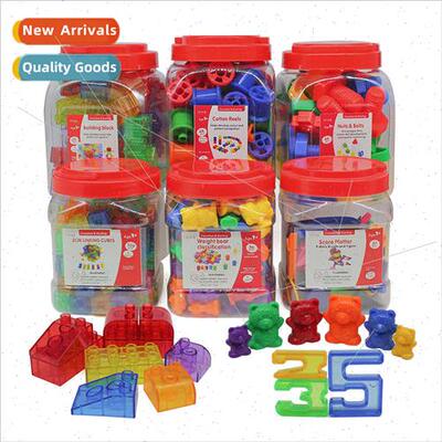 Transparent cans bear threading geometric blocks plastic edu