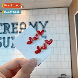 red drip glaze love heart hair clips fashion elegant duckbil