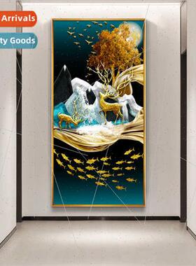 Full embroidery elk tune e fish cross stch vertical new simp