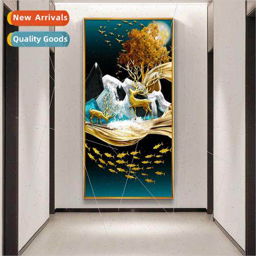 Full embroidery elk tune e fish cross stch vertical new simp