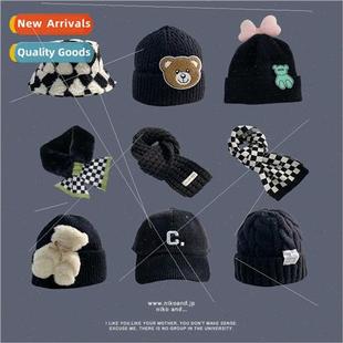 knted cap fall Black windproear children winter protecti hat
