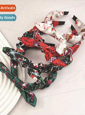 New Christmas hair bands female retro printing rabb ears kno