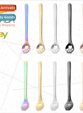304 cat paw spoon creative hollow cute coffee spoon stirring