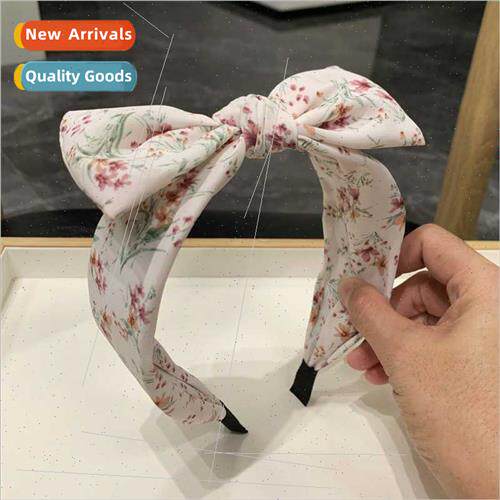 Hair bands Korea floral bow hair band wide headband pressure
