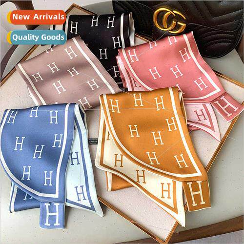Korea cross sunscreen silk scarf female spring fall letters