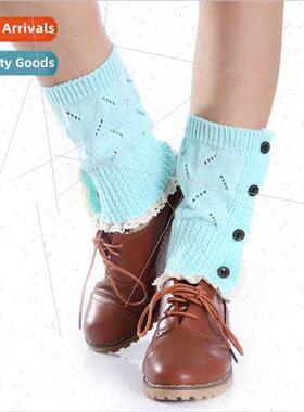 Women new fall winter lace lace 4 buttons mesh wool sockline