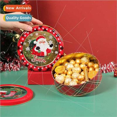 Christmas Round Candy Boxes Transparent Visible Biscu Packag