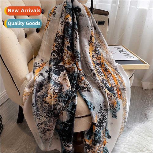 2021 new fall winter cold warm scarf Korean  printed simulat