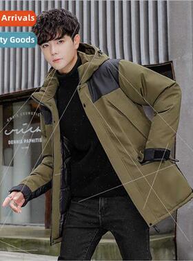 Cotton clothing men fall winter new hooded long sports warm
