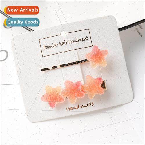 Rainbow fudge gradient color love star hair clips a word cli