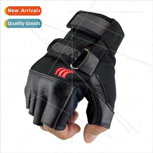 men imation leather half finger half gloves sports fness rid
