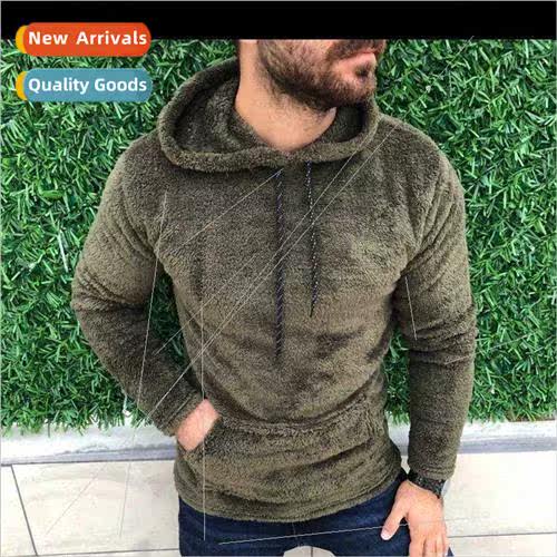 Autumn winter men side seam pockets hooded lapel whout liner