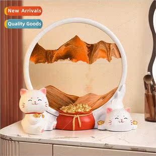 Fortune cat sand painting hourglass ornament living room win