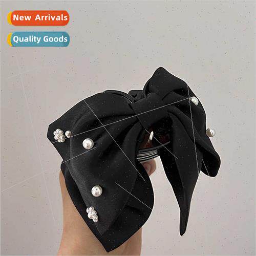 Bow Grab Clip Black Premium Shark Clip Pearl Ponytail Clip O