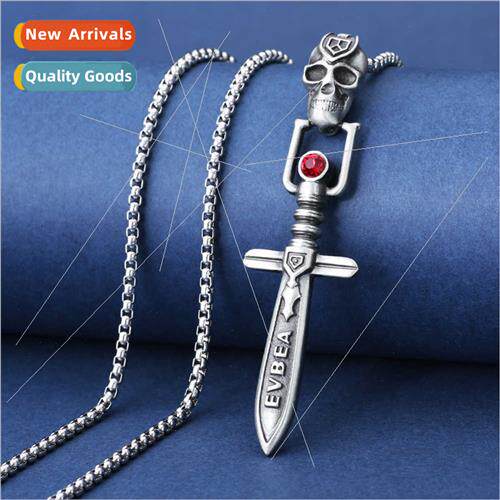 Punk skull big sword pendant Europe men hip hop tanium steel