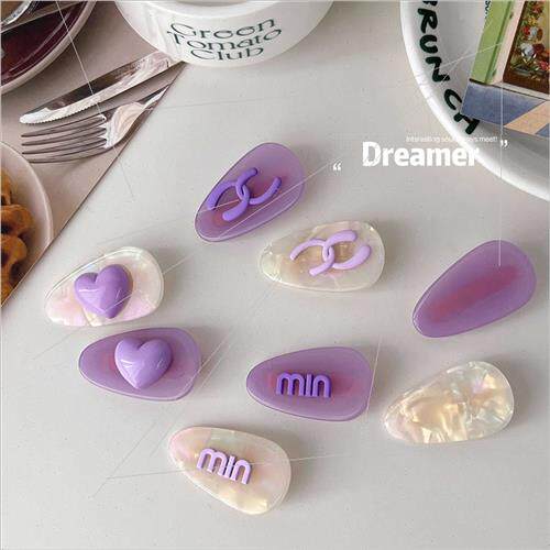 2023 spring purple acetic acid small hair clips Korean  lett