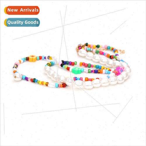 Bohemian handmade beaded rice bead necklace double layered f