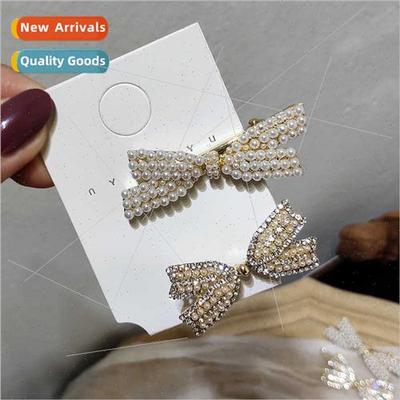 bow hair clips pearl sweet girl duckbill clip Korean tempera