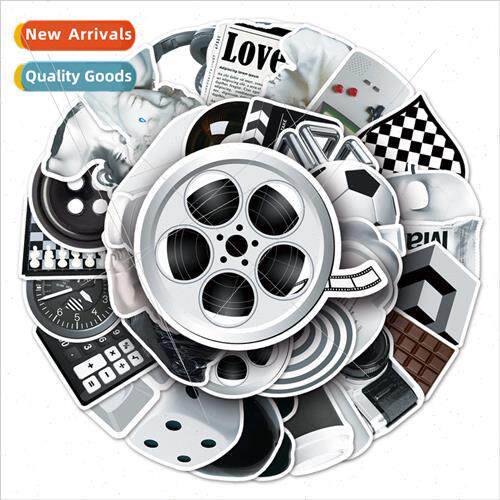 50 black and whe simple cartoon stickers luggage car waterpr