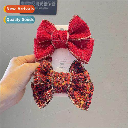 Girls headdress red spring new children bow hair clips ins w