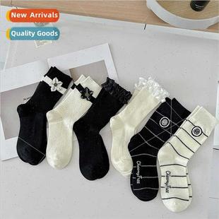 fall cotton socks women calf spring mid Socks tide