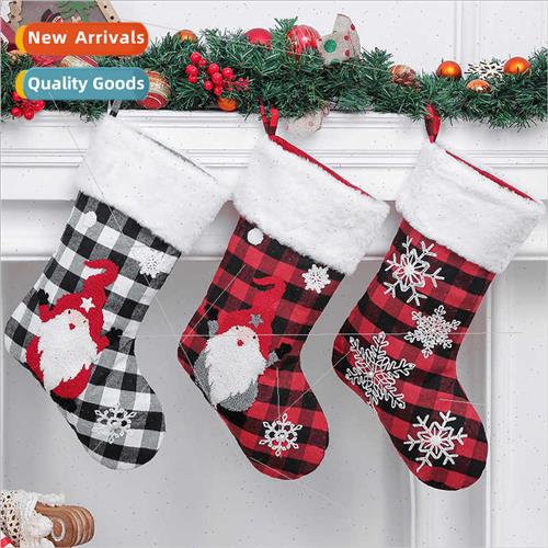 New Christmas Holiday Decorations Plaid Double ded Plush Rud