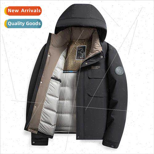 Thickened down jacket men short 2023 winter new casual hoode