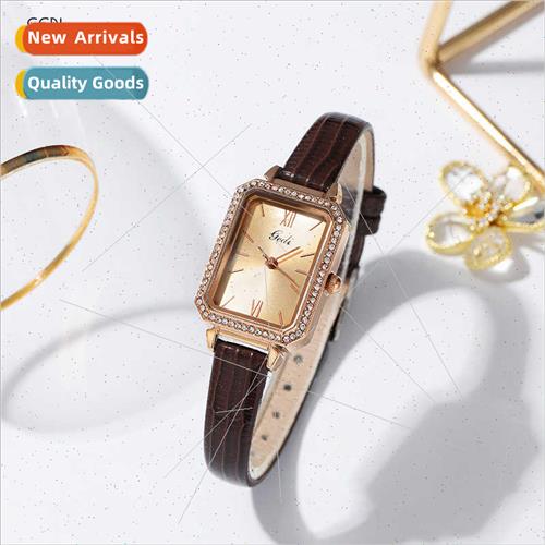 Fashion niche square disk quartz watch ladies diamond encrus